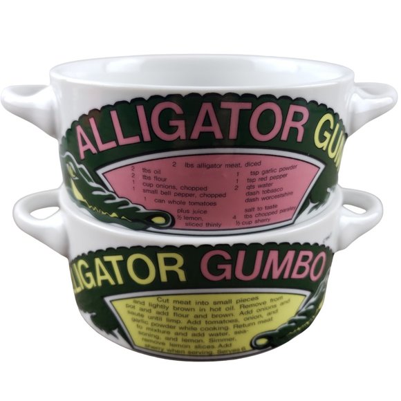 LJungberg Collection Alligator Gumbo Two Handled Bowl Set 1994 New Orleans - Picture 4 of 11